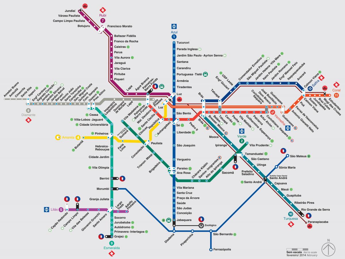 Mapa de las estaciones de metro de São Paulo